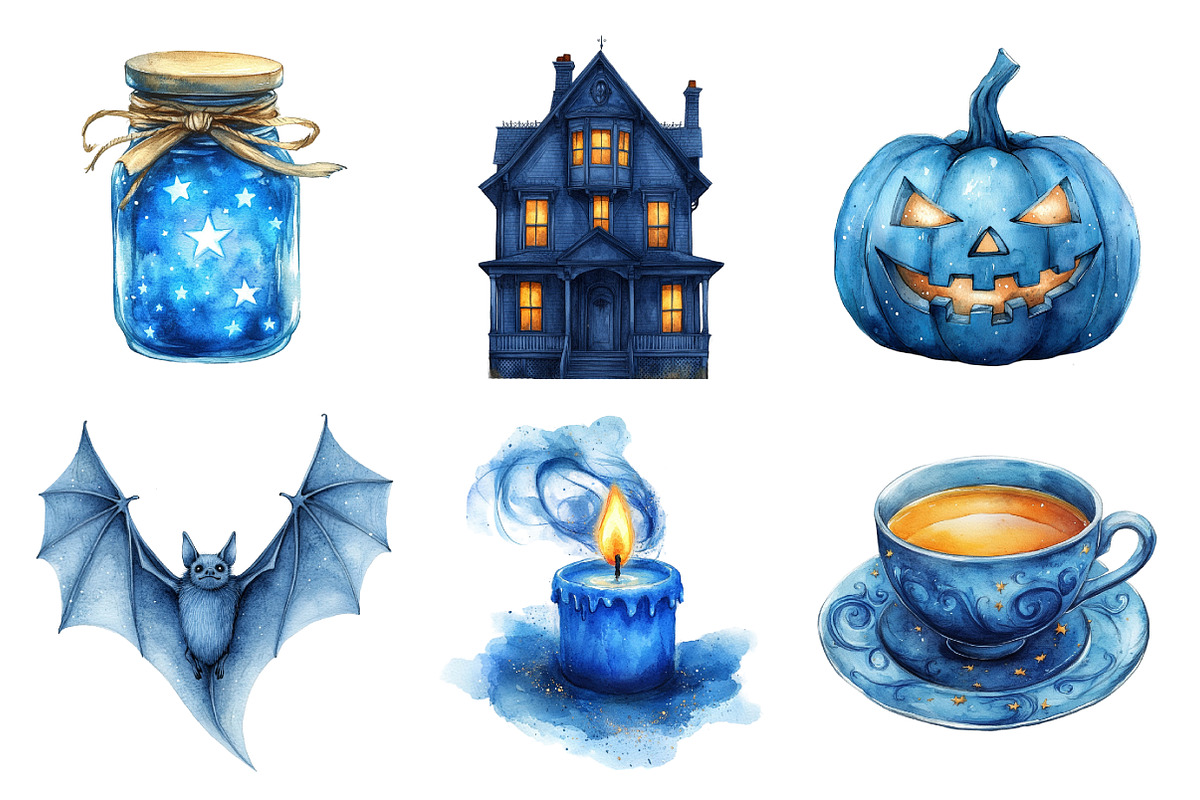 Moonlit Blue Halloween Clipart, an Illustration by Daily.Designs (Photo 4 of 5)