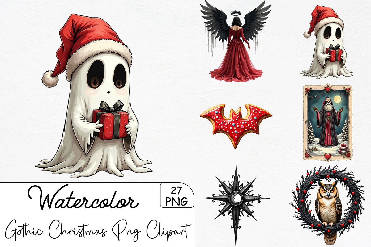 Gothic Christmas Sublimation Png Cli, an Illustration by CrexoraLab (Photo 1 of 5)