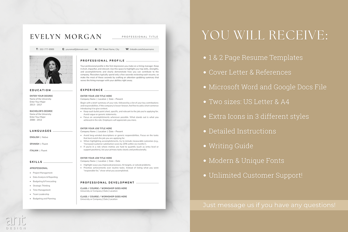 Modern Resume Template - The Morgan, a Resume Template by AntDesignStudio (Photo 7 of 9)