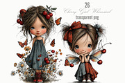 Cherry Girl Whimsical Clipart, a Person Illustration by Designking (Thumbnail 1 of 5)