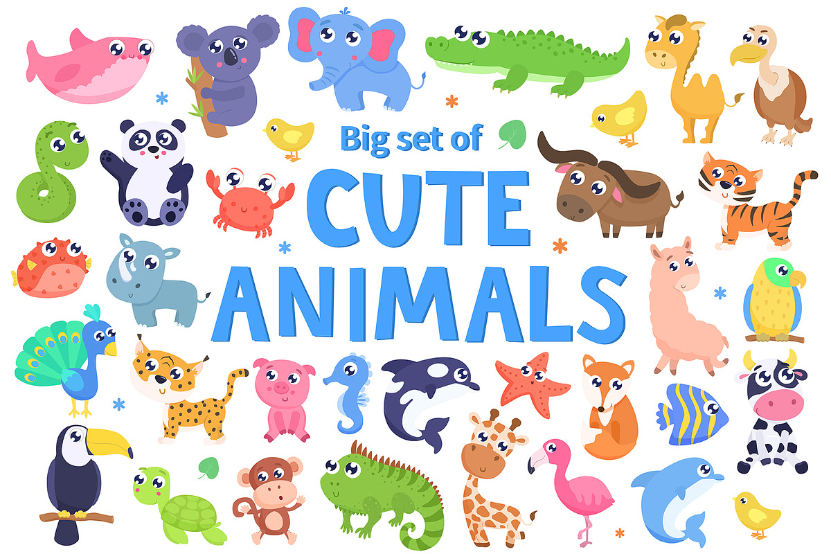 Big set of cute animals, an Animal Illustration by SvetaDraws (Photo 1 of 2)