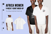 Africa Women V-Neck T-Shirt Mock-Up, a Shirt Mockup by Mock-up Store (Thumbnail 1 of 4)