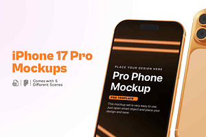 iPhone 17 Pro Mockup - 5 Scenes