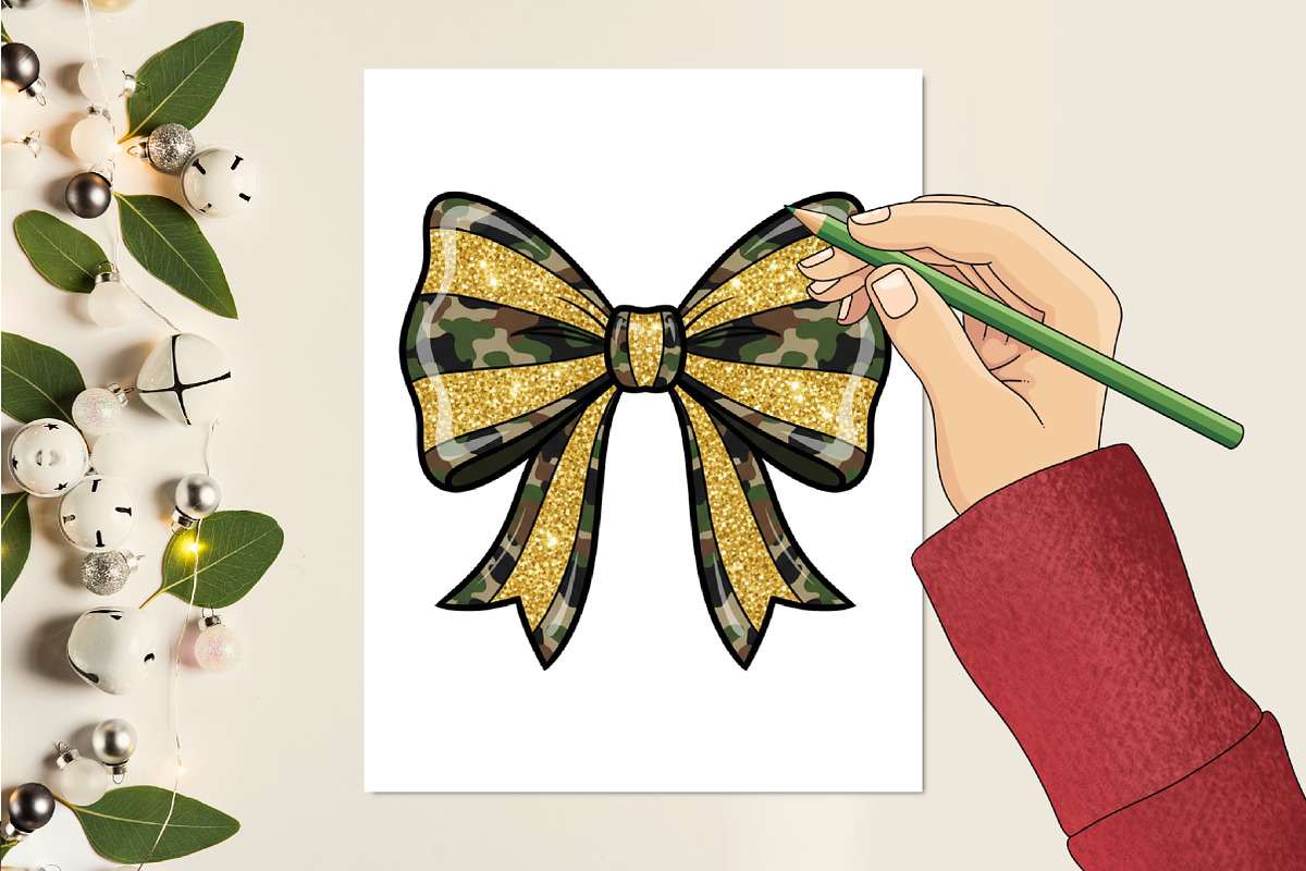 Camo Brushstroke Coquette Bow Png, an Illustration by designcity5 (Photo 4 of 8)