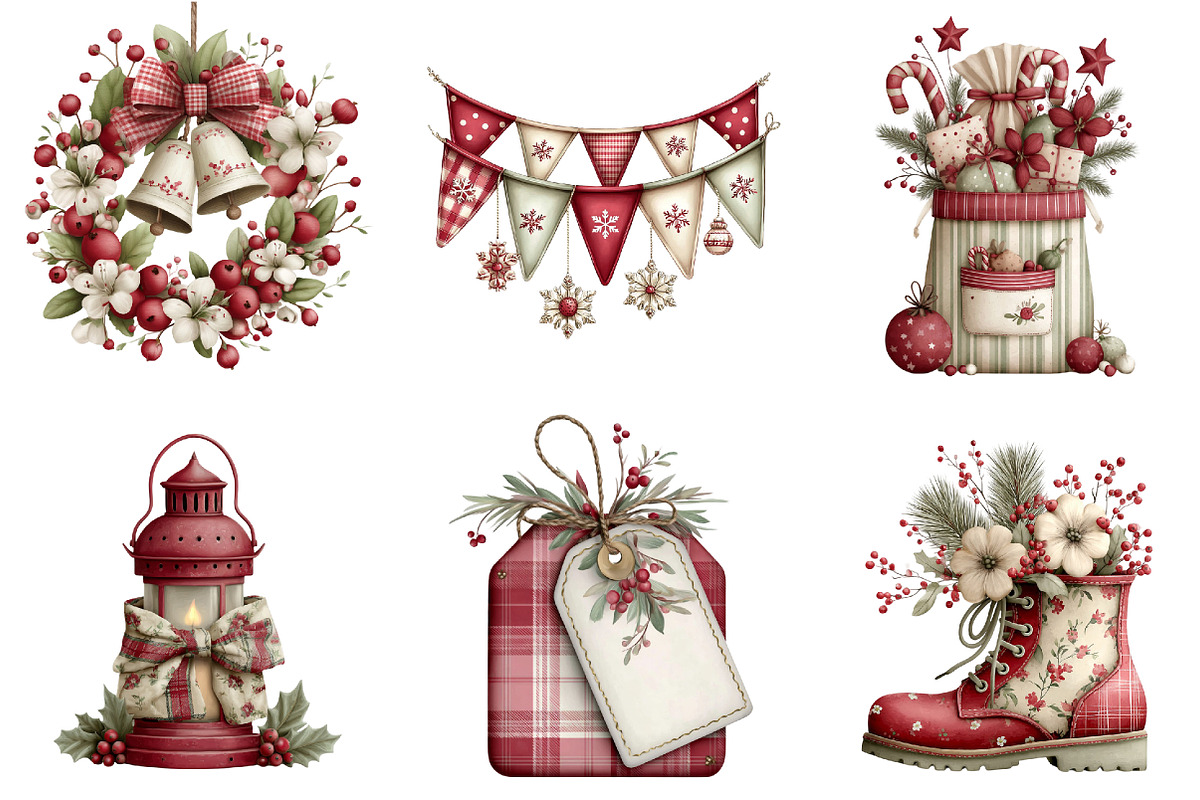 Christmas Plaid Clipart, an Illustration by DreamArtGraphic (Photo 4 of 4)