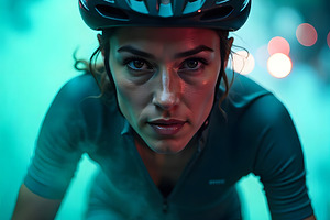 Determined Female Cyclist Racing at, a Sports & Recreation Photo by Stock Shape