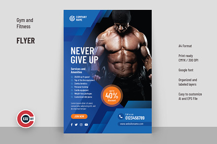 Flyer Template for Gym and Fitness, a Social Media Template by C-Kav
