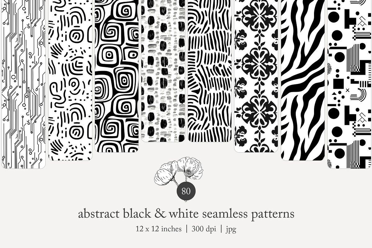 80 abstract b/w seamless pattern, a Pattern Graphic by Poppy Lane Studio (Photo 1 of 11)