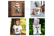 10 Whimsical Quirky Cat Dog Clipart, an Animal Illustration by Art Paradise Studios (Thumbnail 2 of 6)