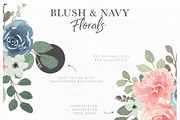 Blush and Navy Watercolor Florals, a Work Illustration by Momo Studio (Thumbnail 8 of 12)