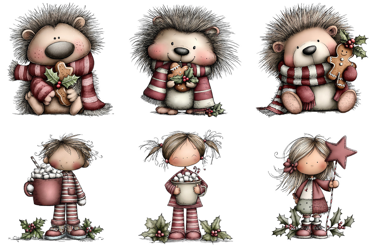 Whimsical Christmas Girls Clipart, an Illustration by DreamArtGraphic (Photo 2 of 5)