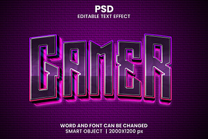 Gamer 3d Editable Psd Text Effect, a Brushes & More by bdrobin
