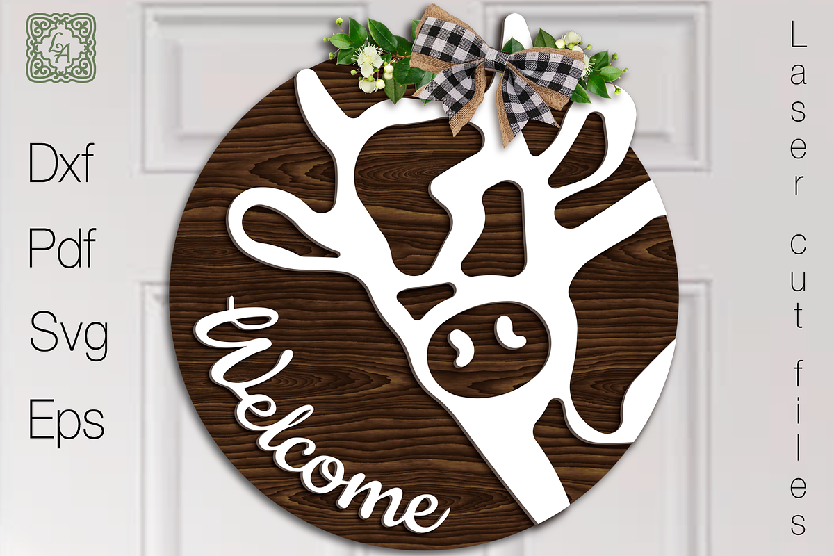 Welcome Round Sign. SVG Laser cut, a Templates & Theme by Lerina Art (Photo 1 of 2)
