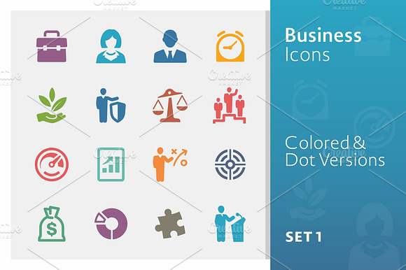 Business Icons Set 1 Colored