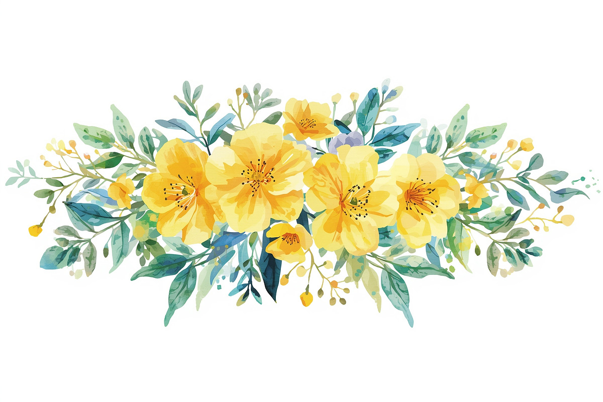 Sunny Yellow Floral Set, an Illustration by Designs_River (Photo 4 of 11)