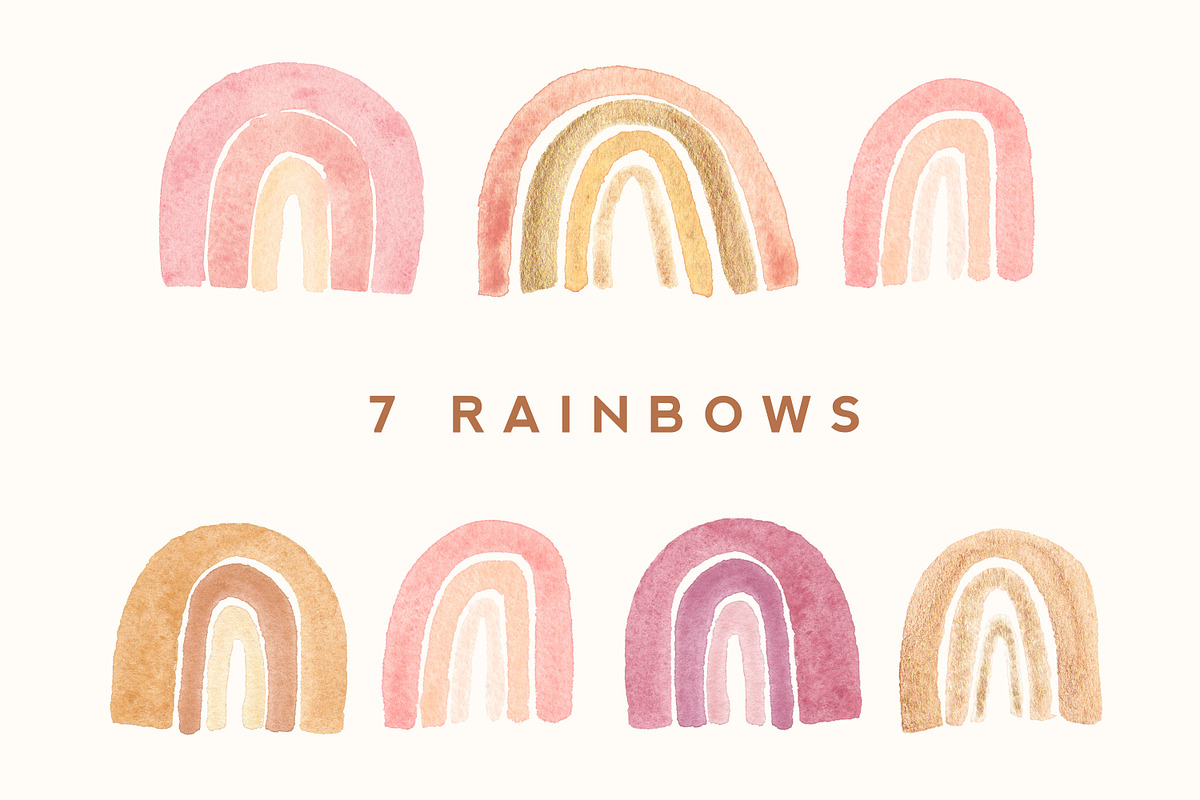 Modern Rainbow Watercolor Clip Art, an Illustration by Emerald & Ivy Studios (Photo 4 of 6)