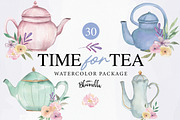Watercolor Teapot Flower Floral, an Object Illustration by Bloomella (Thumbnail 1 of 8)
