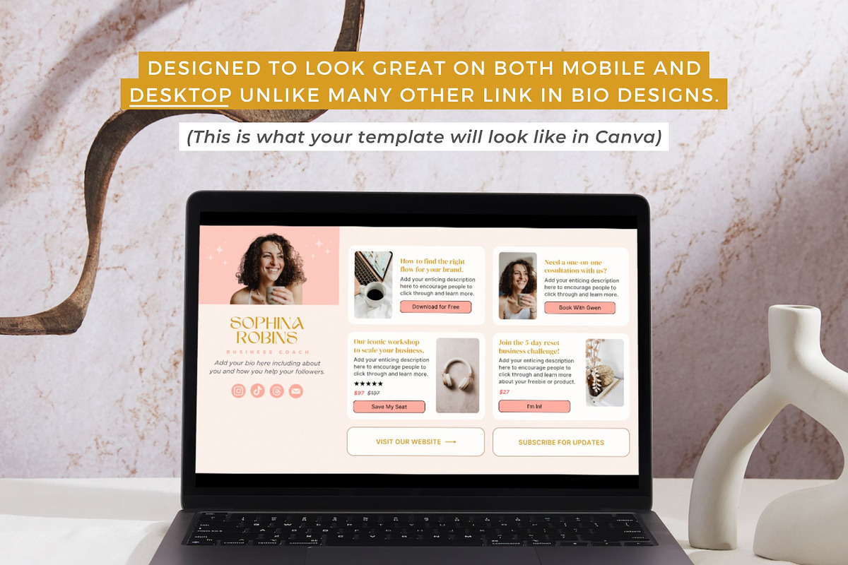 Link In Bio Template | Boho Coach, a Landing Page Template by Ciera Design Templates (Photo 5 of 9)