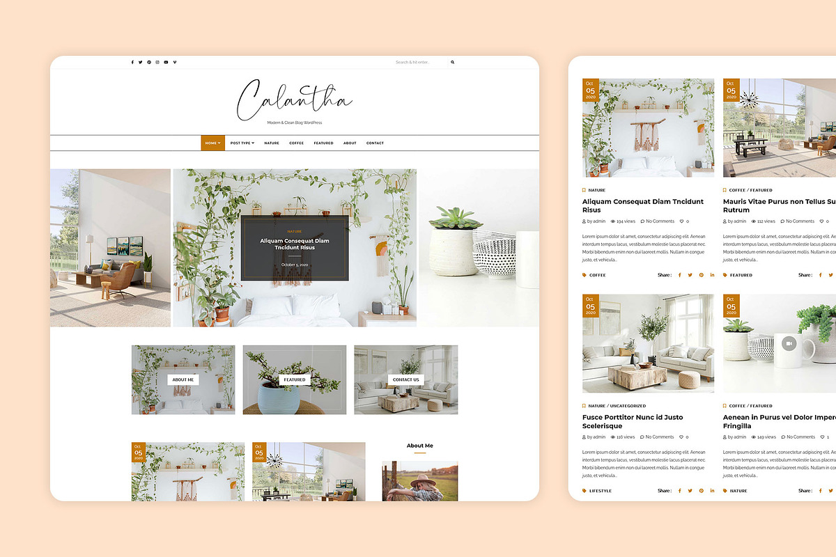 Calantha -  Blog WordPress Theme, a WordPress Template by azuratheme (Photo 1 of 5)