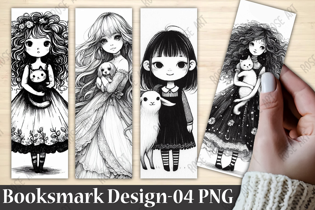 whimsical Girl Bookmark Design, a Graphic by Rose Art