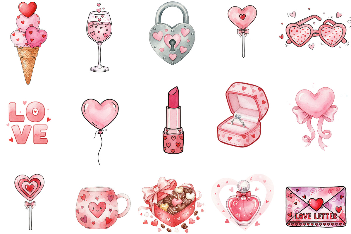 Valentine's Day Clipart, an Illustration by Designking (Photo 3 of 5)