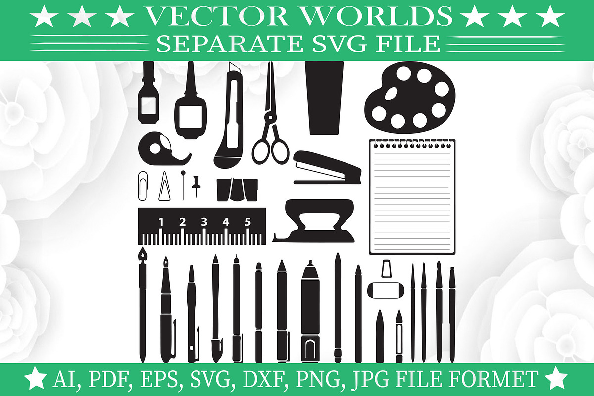 Stationery Tools Svg, Stationery Svg, an Object Graphic by VectorWorlds (Photo 1 of 3)