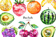Watercolor fruits disco ball clipart, an Object Illustration by Art and Funny (Thumbnail 1 of 3)