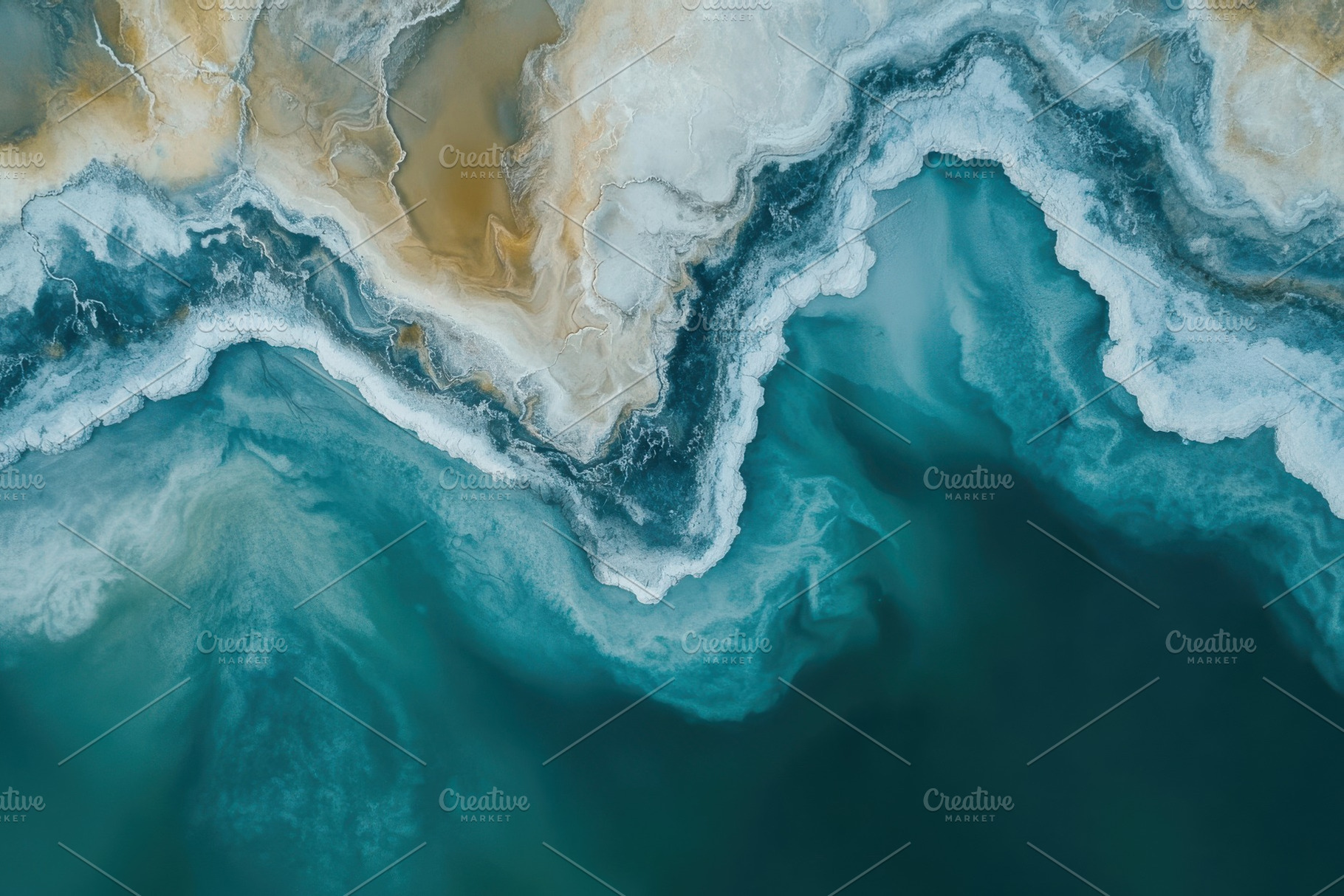Aerial view of teal water meeting a, a Background Photo by Pixeness Studio