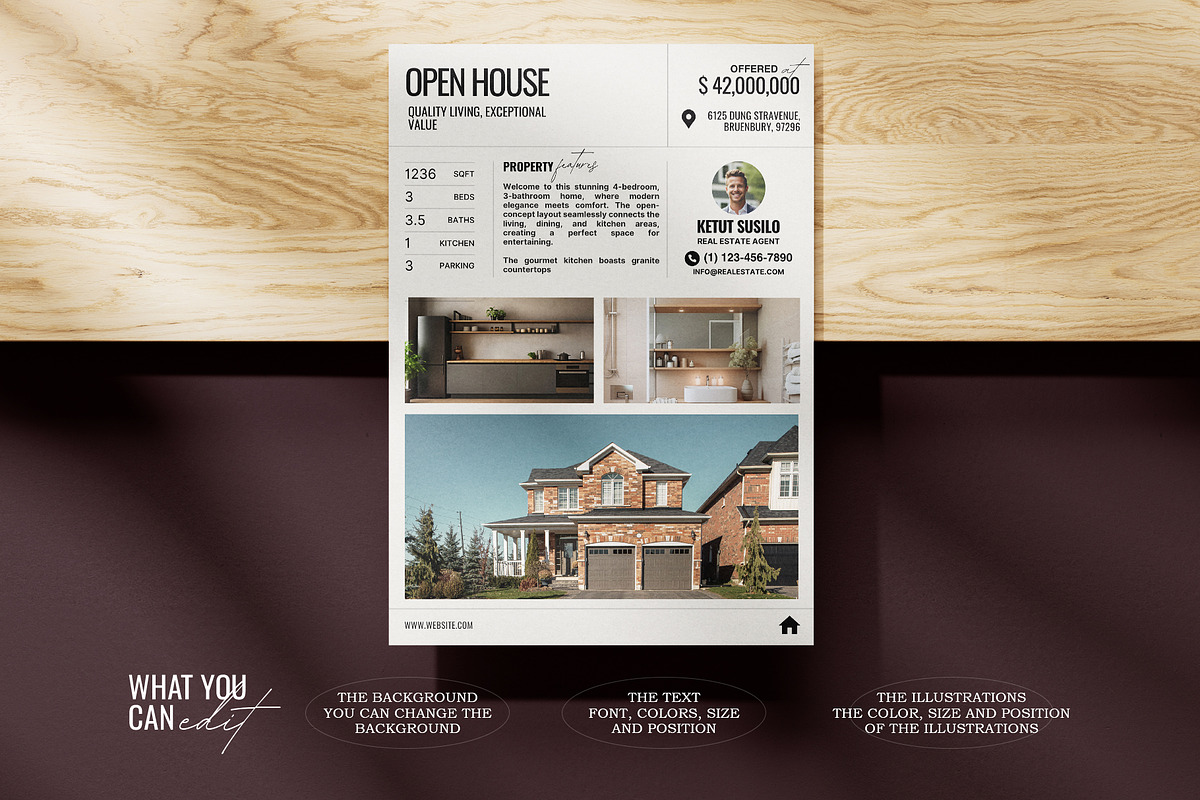Real Estate Flyer For Open House, a Flyer Template by Prapti Design (Photo 2 of 10)