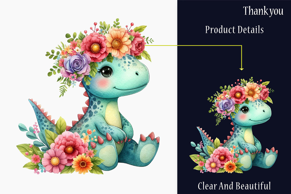 Summer Dinosaur Watercolor Clipart, a Graphic by designcity5 (Photo 4 of 5)