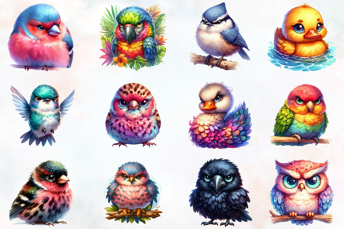 Funny Grumpy Birds Clipart, an Animal Illustration by RobertsArt (Photo 2 of 7)