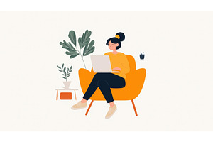 An illustrated woman sitting in a, a Person Illustration by Sergey Kotenev