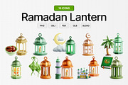 Ramadan Lantern 3D Icon Set, an Object 3D Model by Eklip Studio (Thumbnail 1 of 3)