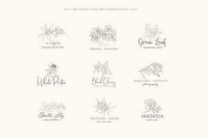 Birth-Flowers. Trendy Plants, Logos