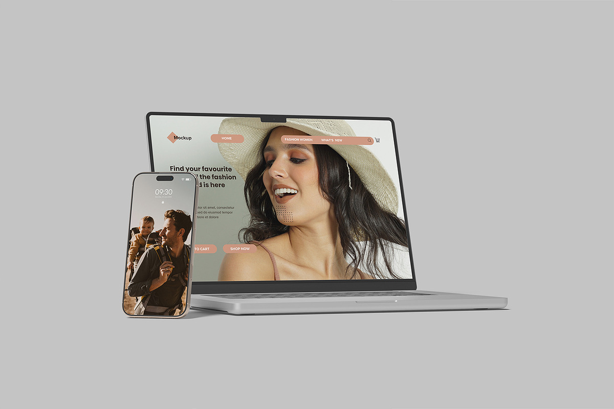 Smartphone with Laptop Mockup, a Device Mockup by lamorastudio (Photo 9 of 11)