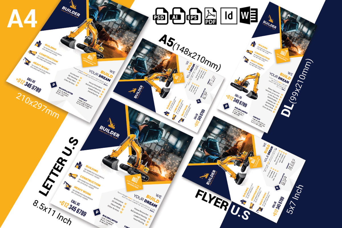 10 Construction Flyer Bundle 90% OFF, a Flyer Template by Imagine Design Studio (Photo 4 of 22)