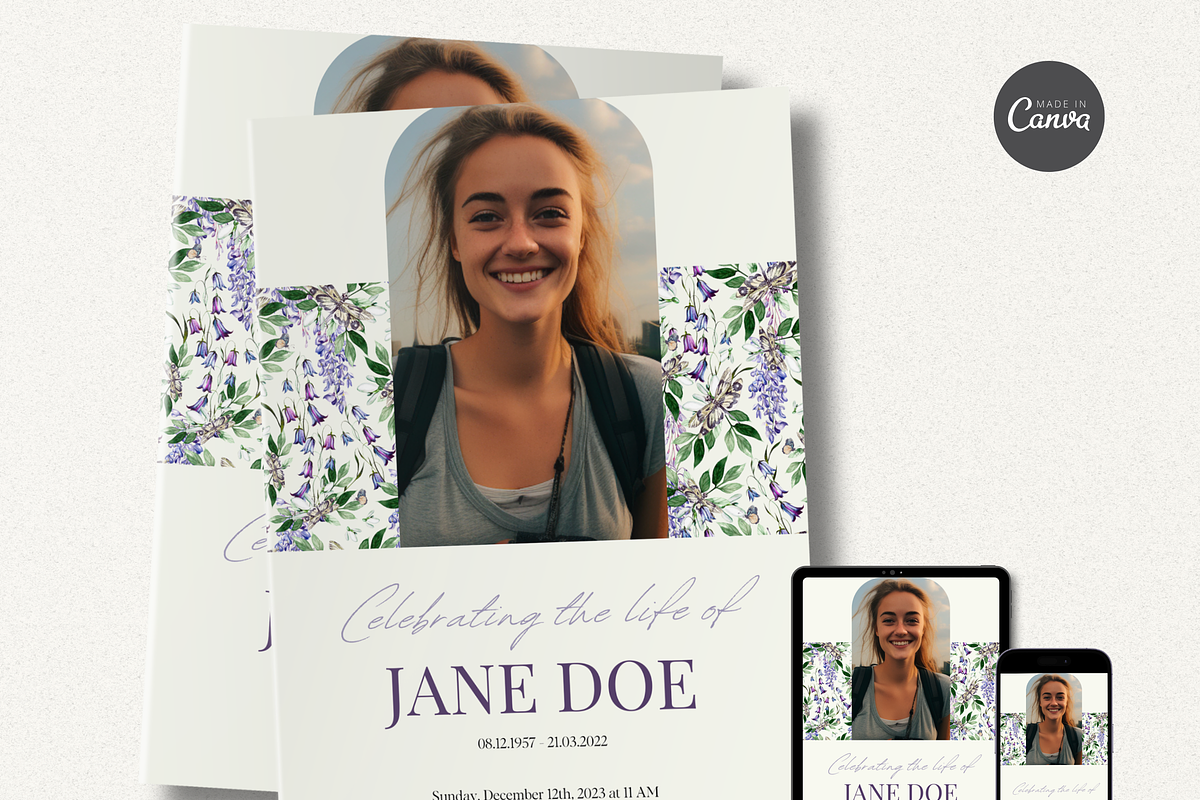 Funeral Program Template Set I Canva, an Invitation Template by The Social Stuff (Photo 2 of 10)