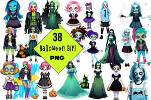 Halloween Girl Clipart, an Icon by Wow Magic