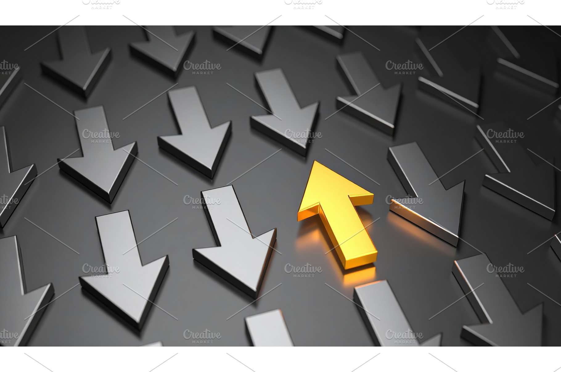 A golden arrow pointing upward amid, a Business Photo by Igor Tichonow