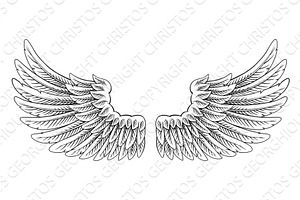 Angel Eagle Pegasus Feather Wings, a Decorative Illustration by Christos Georghiou