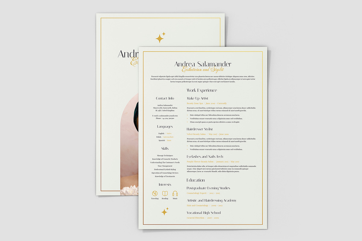 Resume for Esthetician Canva Design, a Resume Template by artbart (Photo 3 of 10)