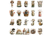 Floral Nursery Animals Clipart, a Decorative Illustration by Nicole Branger Art (Thumbnail 8 of 19)