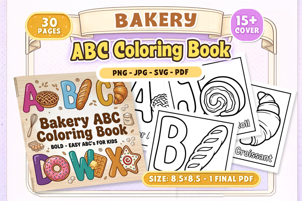 Bakery ABC Coloring Book, a Food Illustration by Craftsbeefy (Photo 1 of 4)