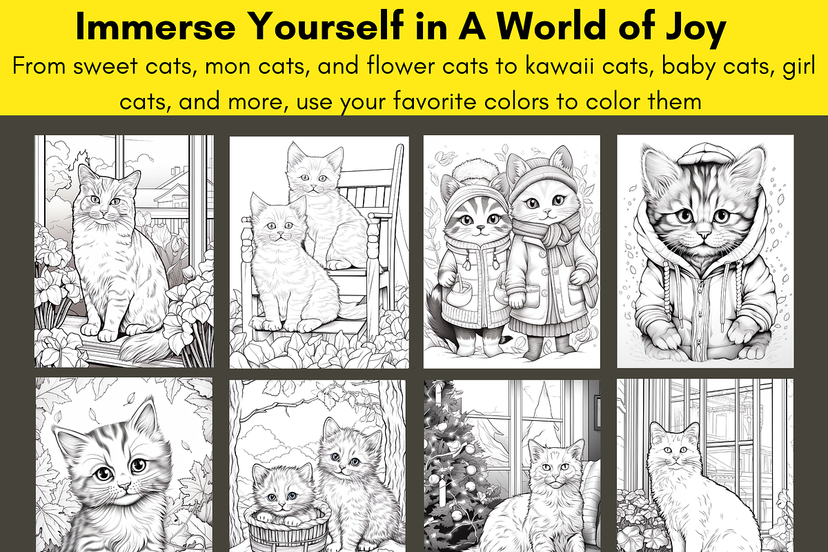 Kawaii Cat Coloring Pages for Adult, a Brochure Template by LA Design (Photo 3 of 10)