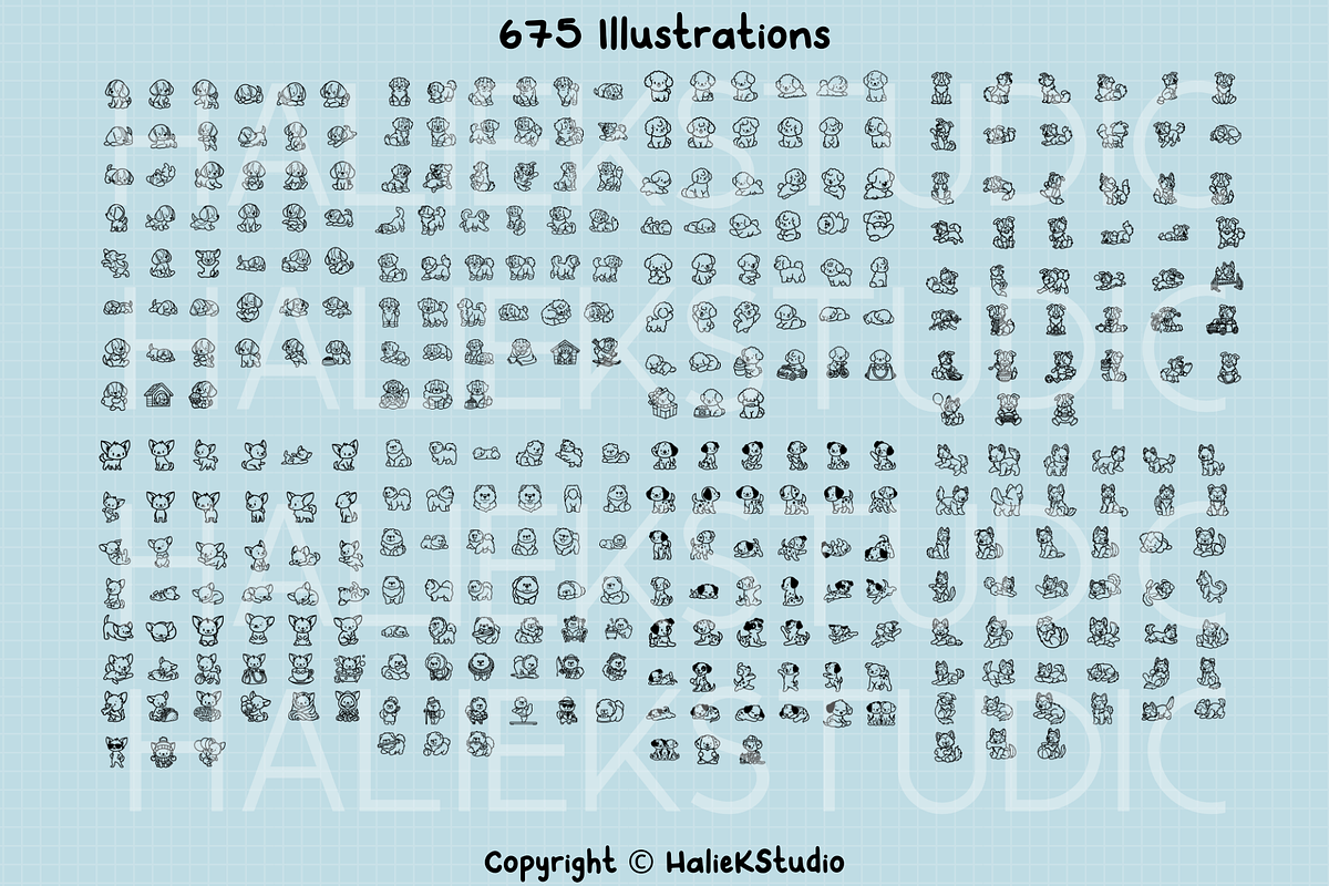 675 Procreate Dog Stamp Brushes 2, a Brush Add-On by HalieKStudio (Photo 2 of 8)