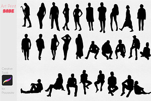 People Silhouette Stamps Guide Art