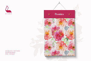 Watercolour Peonies Set