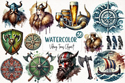 Watercolor Viking Times Clipart PNG, an Illustration by SinaCreation (Thumbnail 1 of 5)