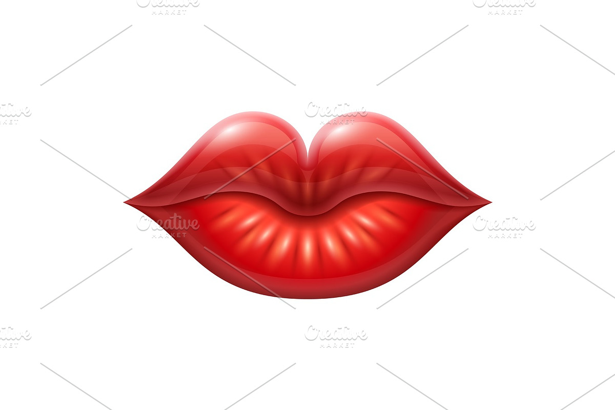 Glamour sexy red lips, an Illustration by Lianella's Shop