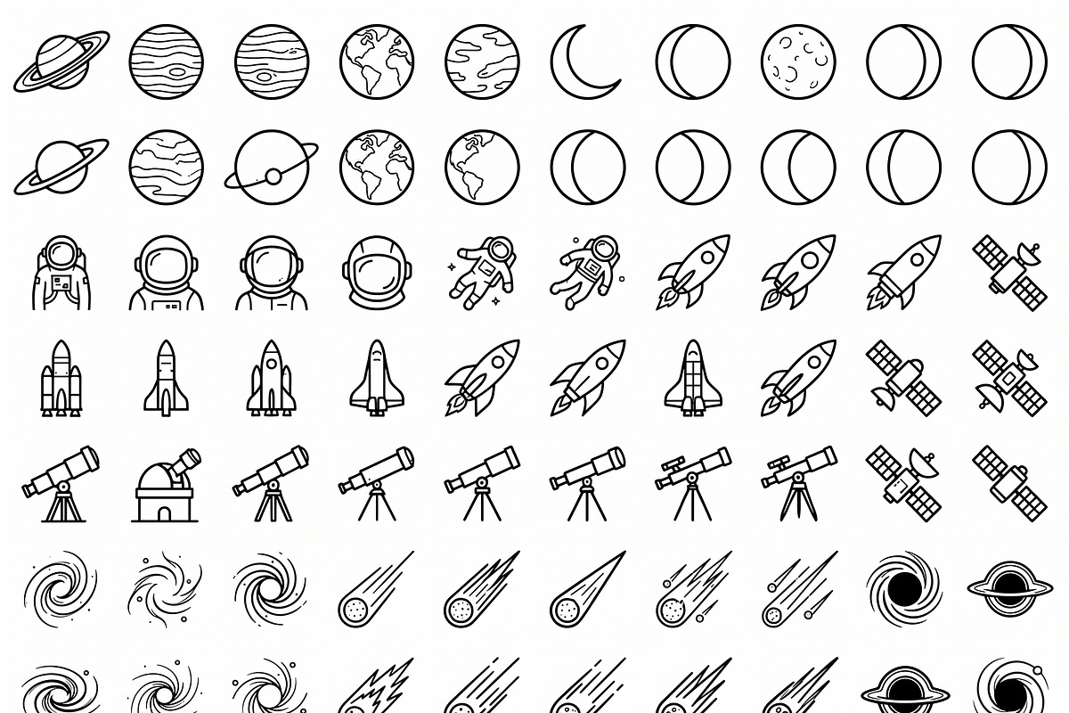 Bundles Space Astronomy Icons, an Outline Icon by adenpinkstore (Photo 2 of 9)